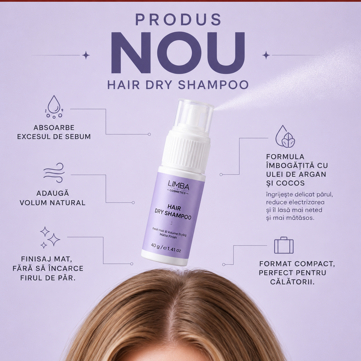 Hair Dry Shampoo Limba Cosmetics | Șampon uscat pentru volum păr
